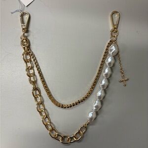 ✨Pearl & Gold Jean Chain | Coquette Cross Charm Bag Accessory✨
